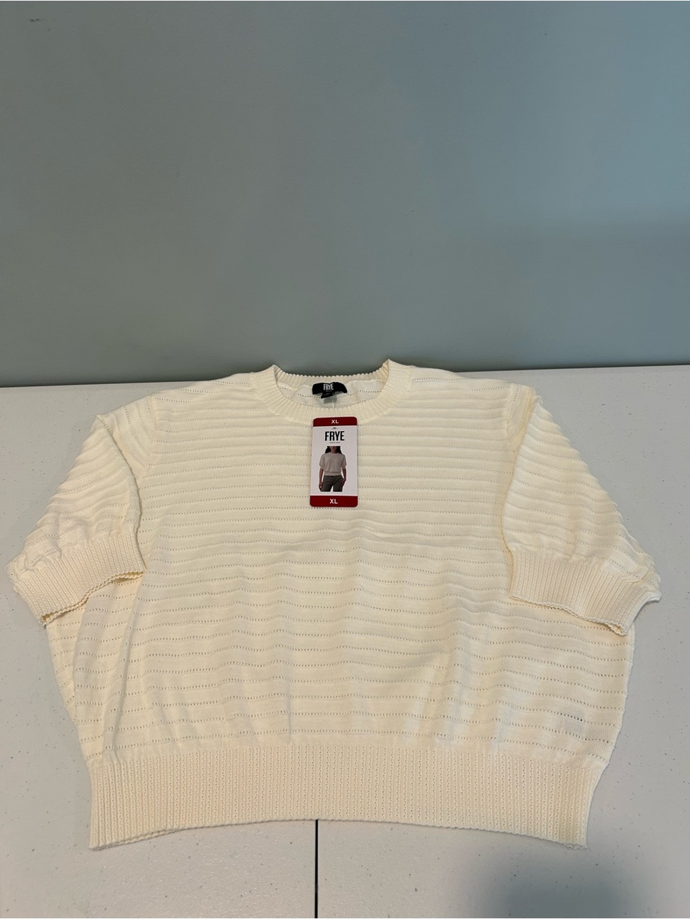 Frye Cream Short Sleeve Sweater Women’s XL NWT - Picture 12 of 12